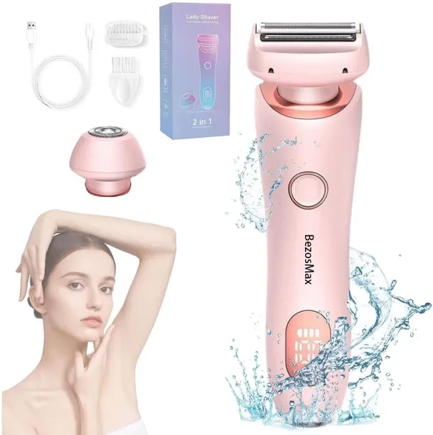 BezosMax 2 in 1 Electric Trimmer for Women, Versatile Removable Head Body Hair Shaver, Rechargeable…