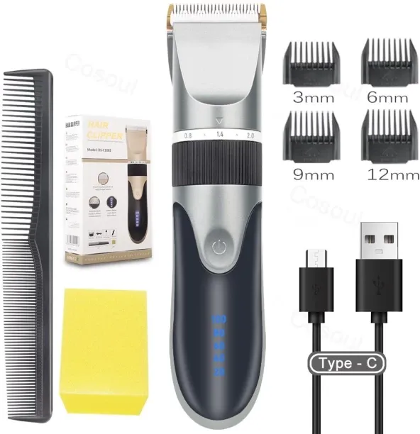 KEMEI (Silver)Professional Hair Clipper Electric Barber Hair Trimmers For Men Kids Cordless Recharg…