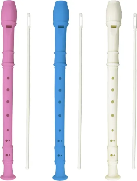 Milky Way 3 Pack 8 Hole Soprano Recorders Descant Flute With Cleaning Rod German Style for Beginner…
