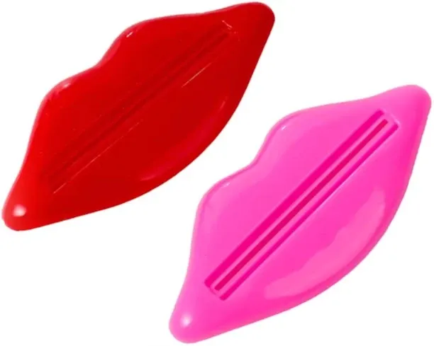 Hi Pansy 2 Pcs Fun Lips Plastic Toothpaste Squeezer, Toothpaste Bathroom Accessories Supplies Rando…