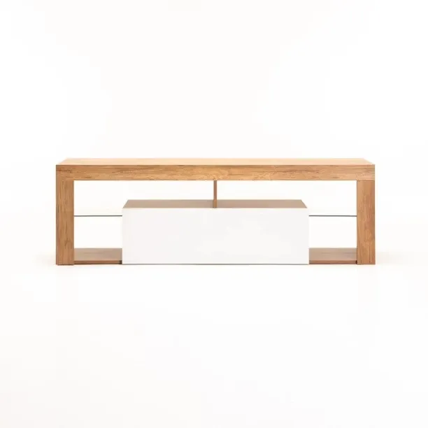 Konjac 160cm TV Unit - Wild Oak / White 9683400211458 Solid Wood TV Entertainment Unit