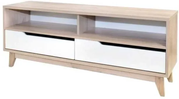 Rain Kronberg TV Stand Oak/White 360 x 1350 x 550 mm 774723 Solid Wood TV Entertainment Unit