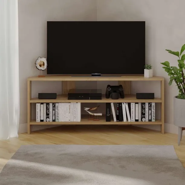 Tv Stand - Thales Corner Oak 487/OAK Engineered Wood TV Entertainment Unit