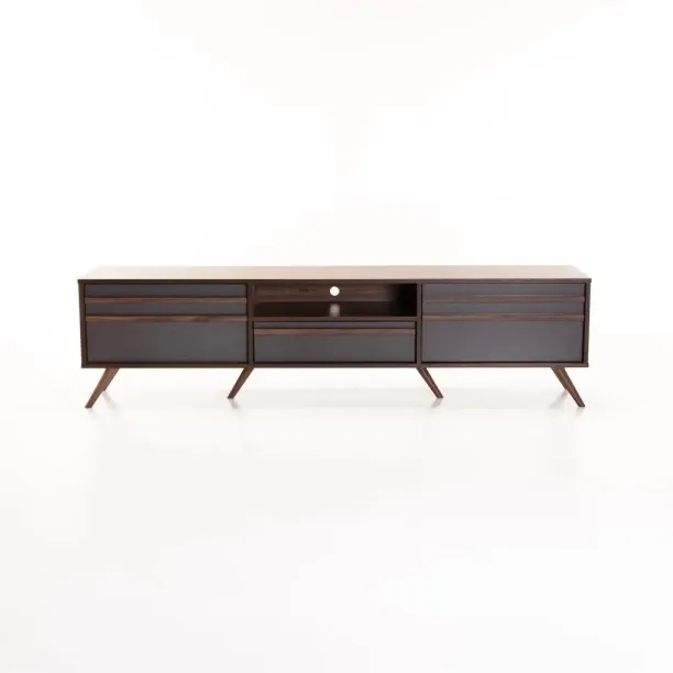 Delicata 180cm 2 Door 1 Drawer TV Unit - Walnut 3697300671475 Engineered Wood TV Entertainment Unit