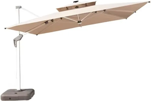 MR FURNITURE 7 kg Capacity Steel Double Canopy Square Outdoor Patio Umbrella With Solar Powered LED…
