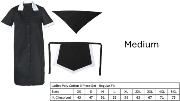 Domestic / Maid Set 3 Peices Black Uniform Shirt