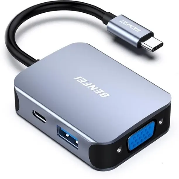 BENFEI USB-C 4-In-1 Hub With Premium Aluminium Alloy Casing And Built With 1X HDMI (4K@30Hz), VGA 1…