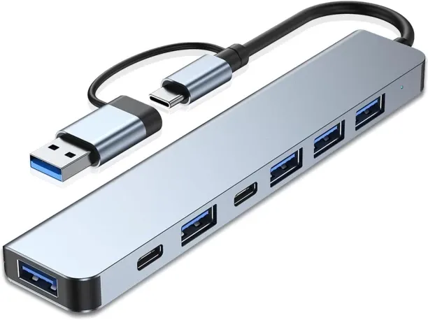 Wagu drum Aluminum USB C & USB Hub 7-in-1 with USB 3.0, USB-C Ports for PC/Laptops/MacBook Pro/Air/…