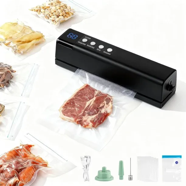 Flycross Food Saver Vacuum Sealer Machine, 3-in-1 Vacuum Sealer & Pump 60kPa Handheld Food Saver wi…