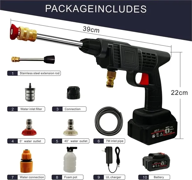 LM Cordless Automatic Water Spray Mini Car Washing Gun Car Vacuum Cleaner