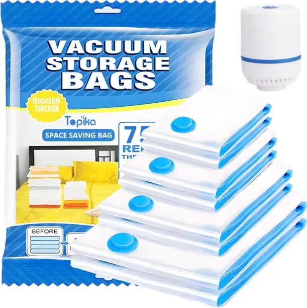 Topika 8 x Vacuum Storage Bags with Electric Pump, Space-Saving Storage Vacuum Cleaner Bag