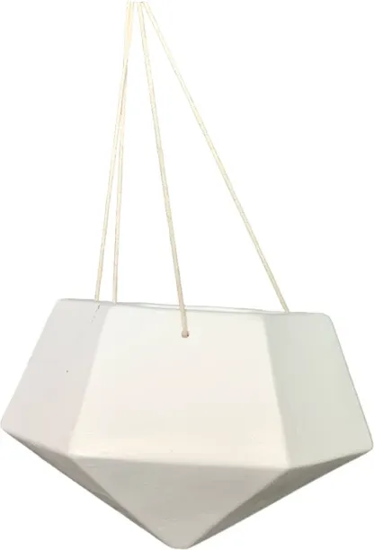 Africa Ceramics Vase AC 25x24cm Hexagonal Hanging Planter - White Ceramic Vase