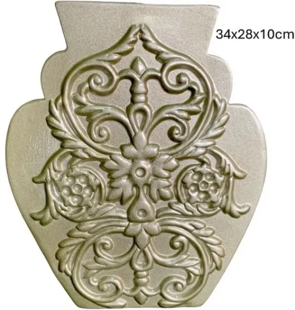 Africa Ceramics Decor Vase 34x28x10cm Embossed - Gold Ceramic Vase