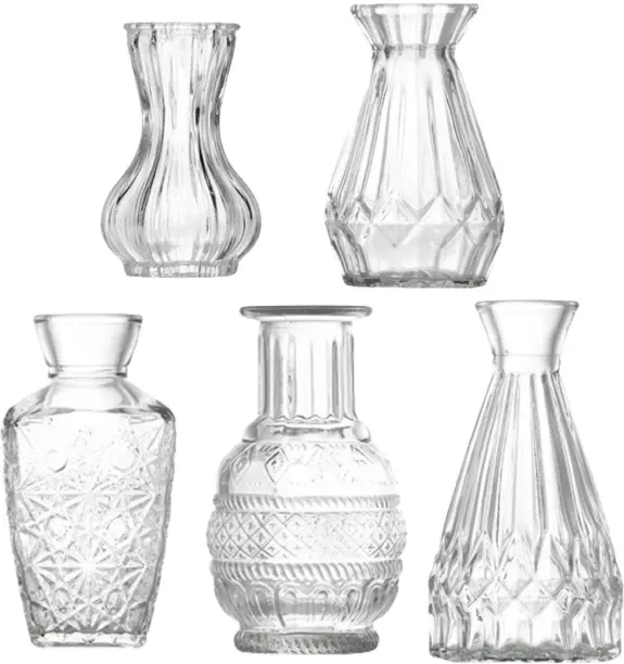 Volamor 25 Pcs Clear Small Glass Bud Vases for Flowers - Transparent Glass Vase