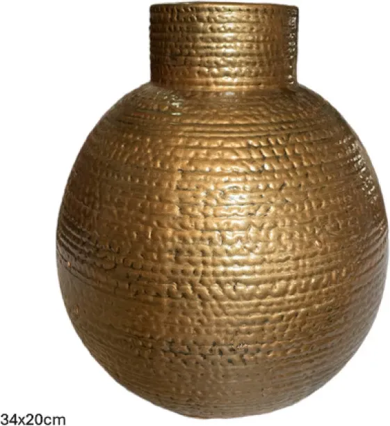 Africa Ceramics Vase AC 34x20cm Textured - Bronze Ceramic Vase