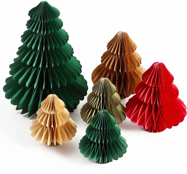 chenshia Paper Christmas Tree Decor Honeycomb Trees Table Centerpiece Vase Filler