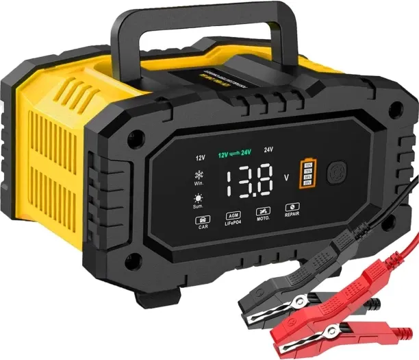 Bloo 10-Amp Car Battery Charger, 12V and 24V LiFePO4/Lead-Acid(AGM/Gel/SLA) Battery Charger Automot…