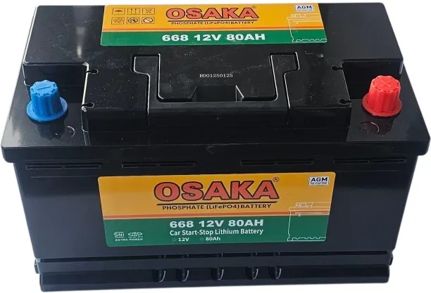 OSAKA 668 AGM 12V Start-Stop Lithium Car Battery-Long Life 80 Ah Battery for All Vehicles
