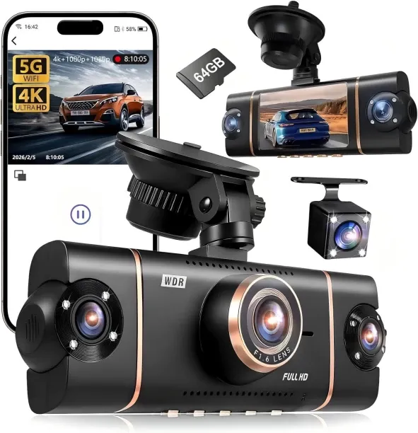 Zuosheng 4 Channel 360° Dash Cam Front Rear Inside and Left Right, 4K+1080P*3 FHD Car Camera, 5GHz …