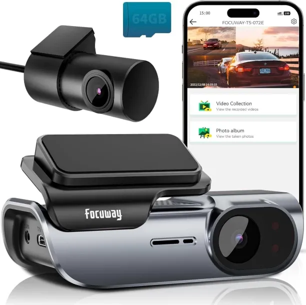 FOCUWAY 4K Front and Rear Dash Cam: Fast 5GHz WiFi & Hands-Free Voice Control, Compact Hidden Desig…