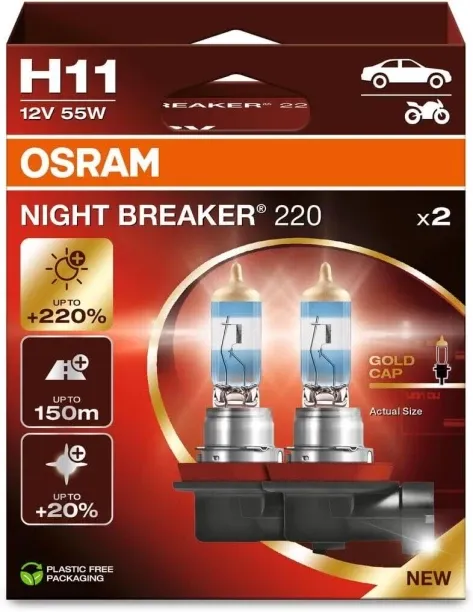 OSRAM 64211NB220 Night Breaker +220% H11 12v 55w +220% 64211NB220 Set of 2 Various Halogen for Vari…