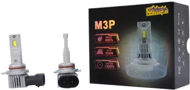 AutoStyle M3P 9012 LED Headlight Bulb – 6000K, 400% Brighter, IP67, Cooling Fan System LED for …