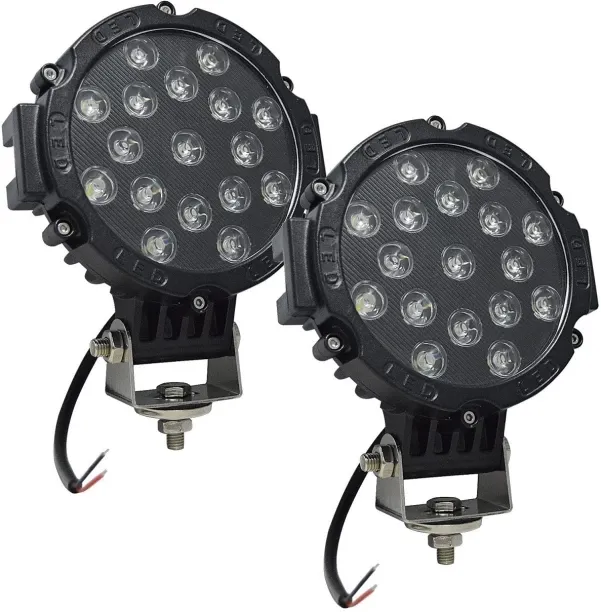Royal Emperor 2 Pcs 51W Round LED Vehicle Light Bar, Spot Beam Work Lamp DC9~60V For Off-Road Drivi…