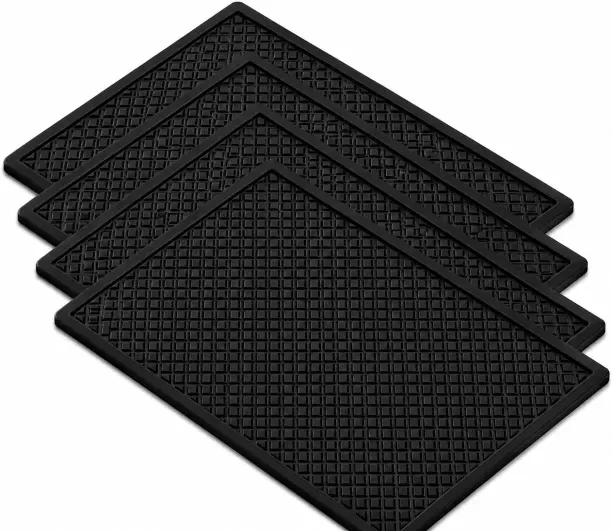 Universal Car Rubber Floor Mats - 37x55cm - Black - 4 Pack Rubber Standard Mat For  universal