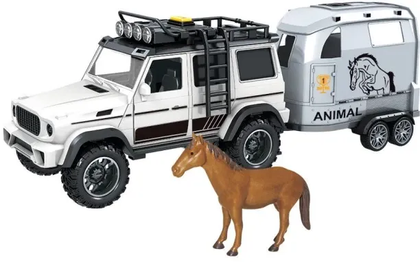 Toy Star Off-road Vehicle with Trailer and horse with Sound, Lights