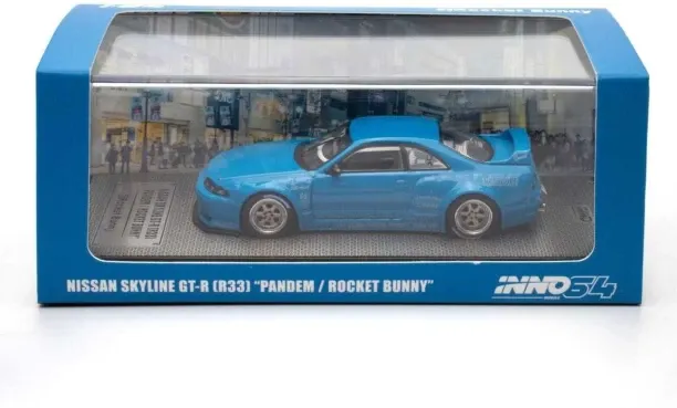INNO 64 SKYLINE GT-R R33 PANDEM ROCKET BUNNY BLUE