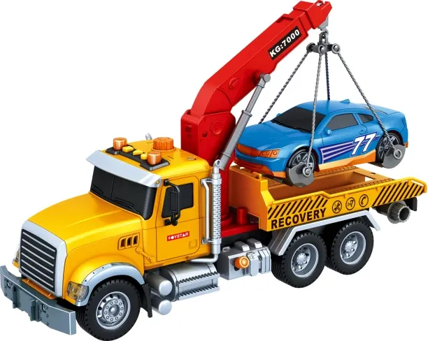 Toy Star City Tow Truck & Vehicle with Sound, Lights & Pump (35cm Long)