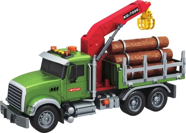 Toy Star Timber Transporter with Crane with Light, Sound & Pump (36cm Long)