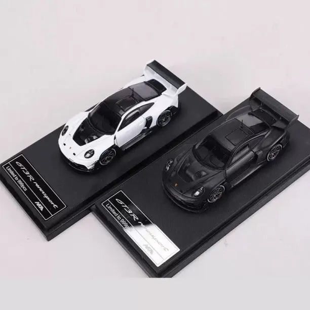 MAX Pro order-HKM 1:64 911 GT3 R Rennsport white/Carbon fiber black Alloy Diecast Car Model