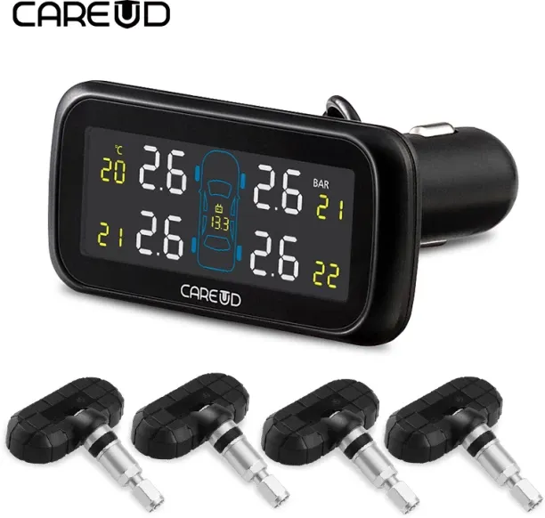 Huanix -4PCS Car Tire Pressure Monitor System Car Tire Pressure Sensor Alarm Auto Car Tyre Air Valv…
