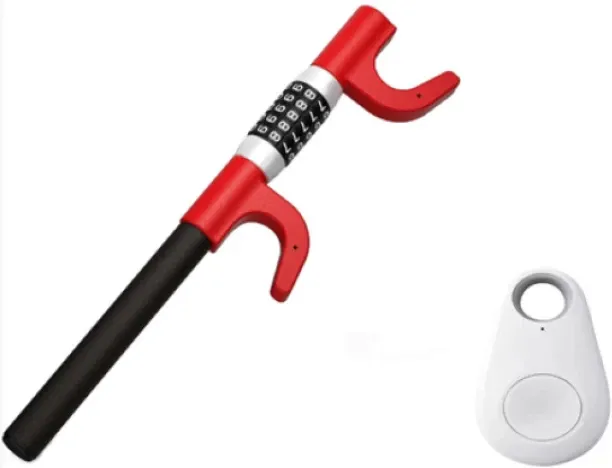 Shopcom Anti-Theft Keyless Password Double Hook Steering Lock Plus Keytag Tracker Steering Knuckle