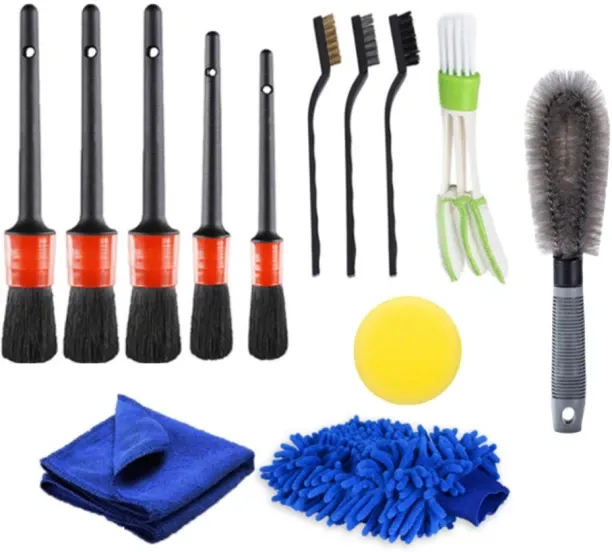 ALANES 13-In-1 Auto Detailing Brushes Set for Car Interior and Exterior Cleaning Plastic Vehicle Wa…