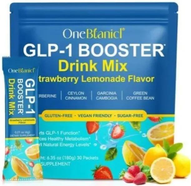 OneBtanicl GLP-1 Booster Drink Mix Strawberry Lemonade Flavour