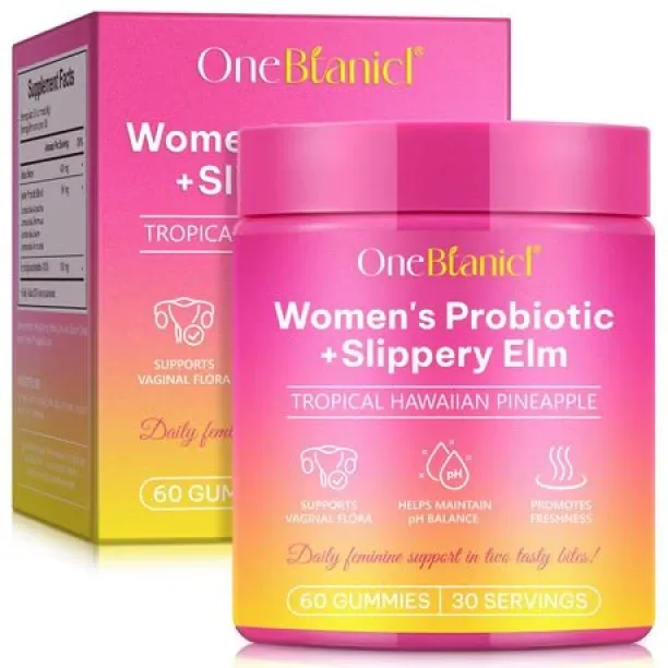 OneBtanicl Women's Probiotic + Slippery Elm Vaginal Dryness Gummies