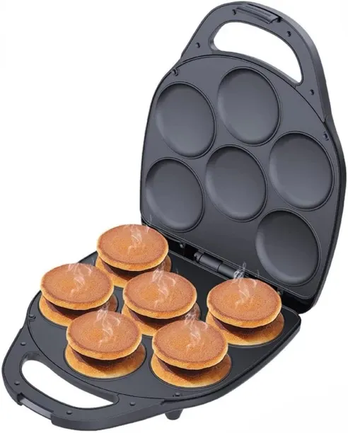 WEIWEISTORE Electric Arepa Maker,Mini Pie & Quiche Maker,6 Grid Non-Stick,Led Lamp,Household Breakf…