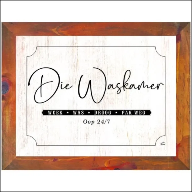 Charms Die Waskamer, Afrikaans Wall Art: 48cmx37cm