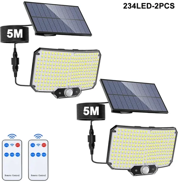 MAX (234LED-2PCS)Solar Flood Lights Outdoor Solar Motion Lights Remote Solar Security Lights Wall L…