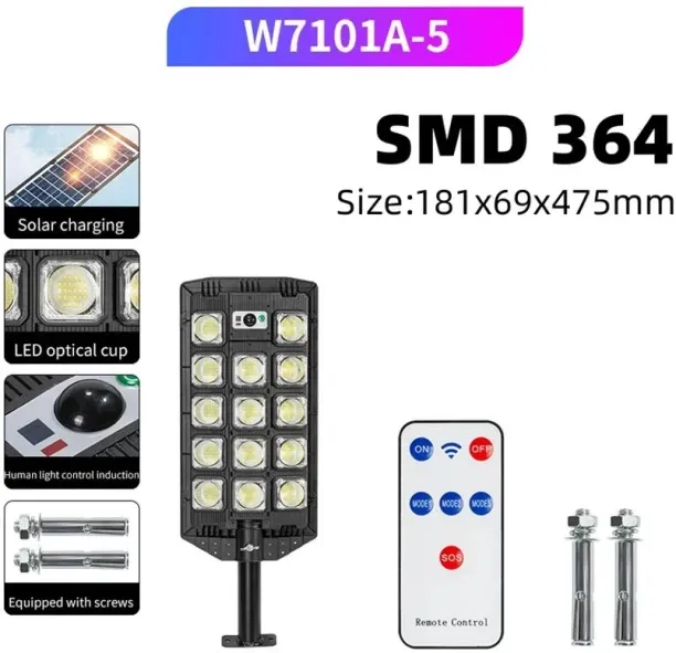 MAX (Solar Lights,W7101A-5)Newest Solar Street Lights Motion Sensor LED Solar Flood Light Dusk To D…