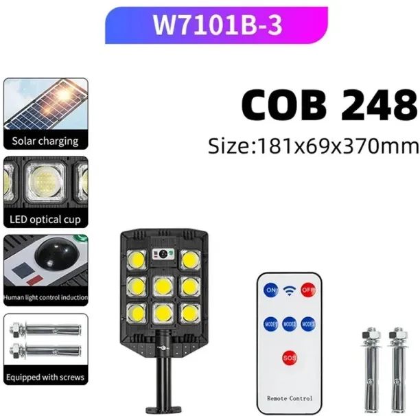 MAX (W7101B-3)30000W Solar Street Lights Outdoor 598 LEDs 30000 Lumens Super Bright Motion Sensor W…