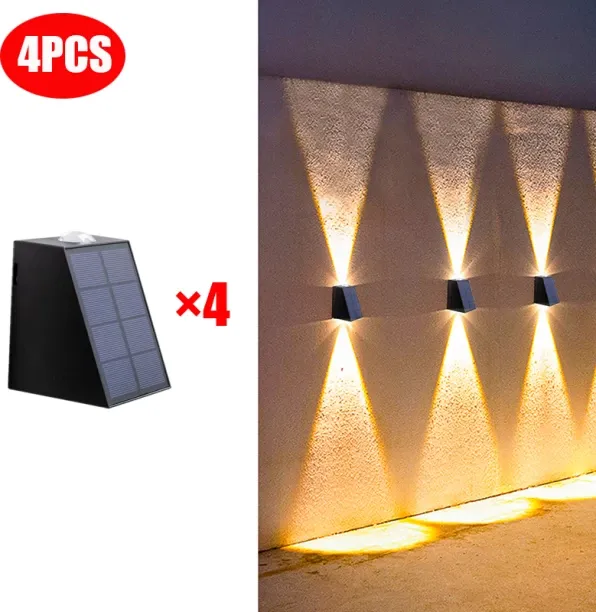 MAX (4 PCS)Solar Outdoor Wall Light Waterproof Garden Decor Lights Up Down Light Wall Waterproof Ex…