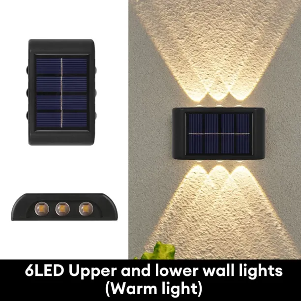 MAX (6led warm light)Solar Wall Light Outdoor Waterproof Solar Led Lights Up and Down Luminous Lamp…