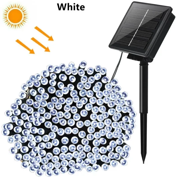 MAX (7M 50 LED,White)23-39ft LED Solar Light Lights Outdoor Waterproof Fairy Garland Lights Christm…