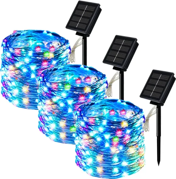 MAX (7M 50led,3pcs multicolor)Outdoor Solar String Light LED Fairy Garland Copper Wire Light Garden…