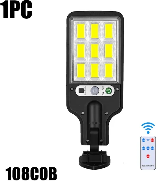 MAX (1PC)108COB Solar Street Lights Outdoor Wireless Solar Security Wall Lamp Motion Sensor With 3 …