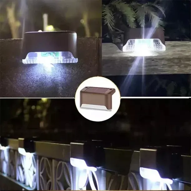 MAX (4Pcs,Brown Shell-White)Solar Deck Lights Outdoor Step Lights Waterproof Led Solar Lights compa…