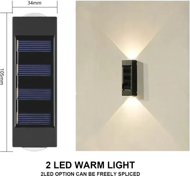 MAX (1PCS,2LED-WARM)LED Solar Light Outdoor Waterproof Up and Down Luminous Lighting compatible Str…
